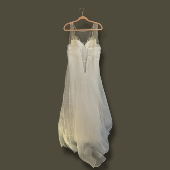 White Organza Embroidered Pleated Maxi Dress NEW Size XL - Picture 5 of 14